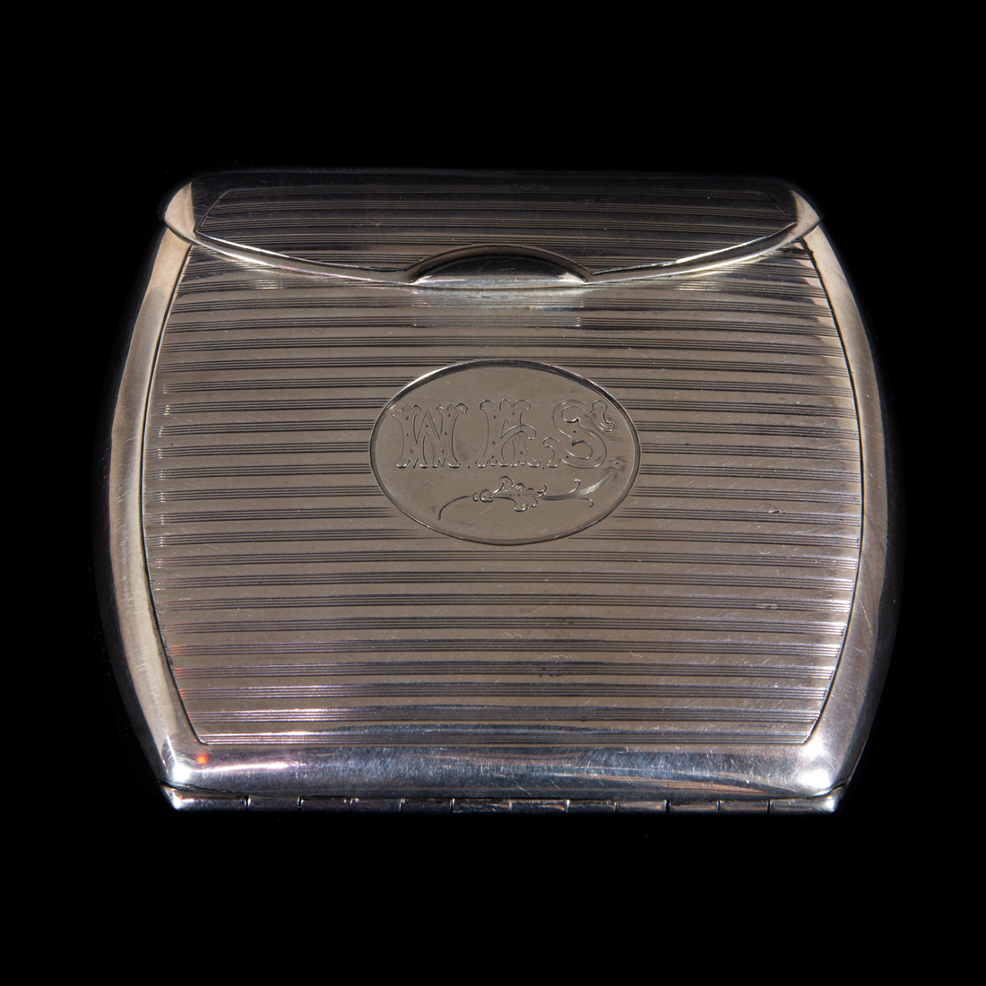 Appraisal: WATROUS STERLING CIGARETTE CASE WITH ENGINE TURNED BANDING MONOGRAM X