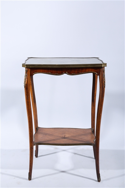 Appraisal: French antique marble-topped end table bronze gilt with wooden lower