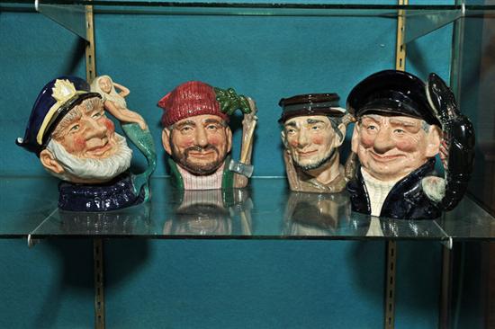 Appraisal: FOUR ROYAL DOULTON CHARACTER MUGS ''Old Salt'' D '' h