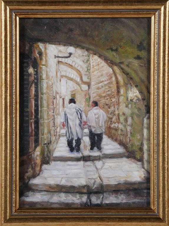 Appraisal: Oil on canvas Judaica painting by Udi Merioz Israeli th