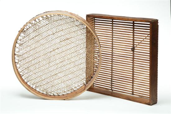 Appraisal: TWO SIEVES American th century Round bentwood with woven sinew