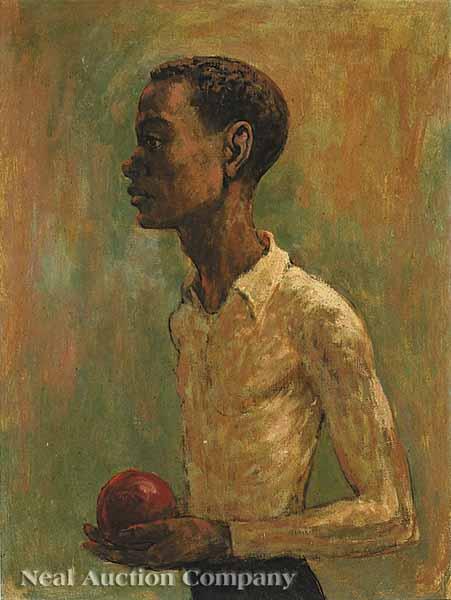 Appraisal: Hughie Lee-Smith American Florida - Youth Holding a Pomegranate oil