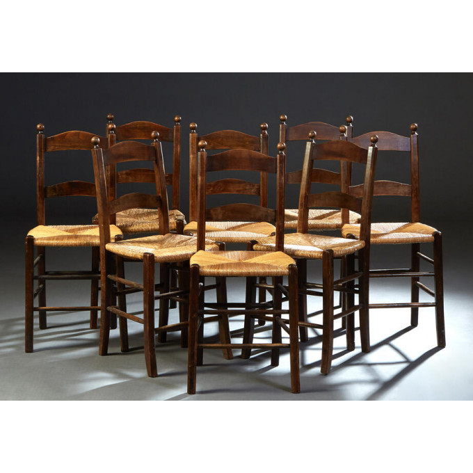 Appraisal: Set of Eight French Provincial Carved Beech Rush Seat Dining