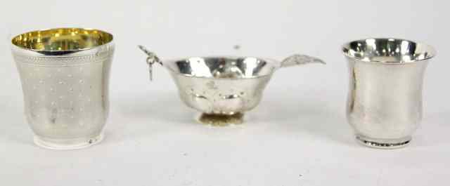 Appraisal: A French silver beaker of waisted form engraved an escutcheon