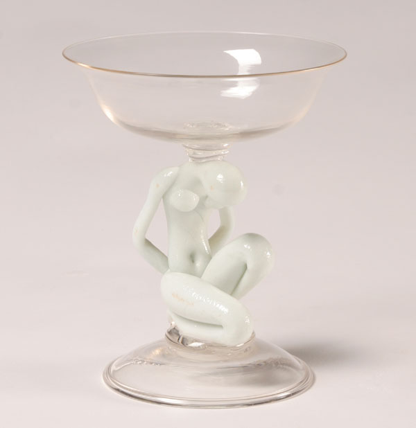 Appraisal: Flavio Poli IVAM White Paste Nude Figural Art Glass Stem