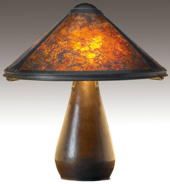 Appraisal: DIRK VAN ERP Copper and mica table lamp its three-socket