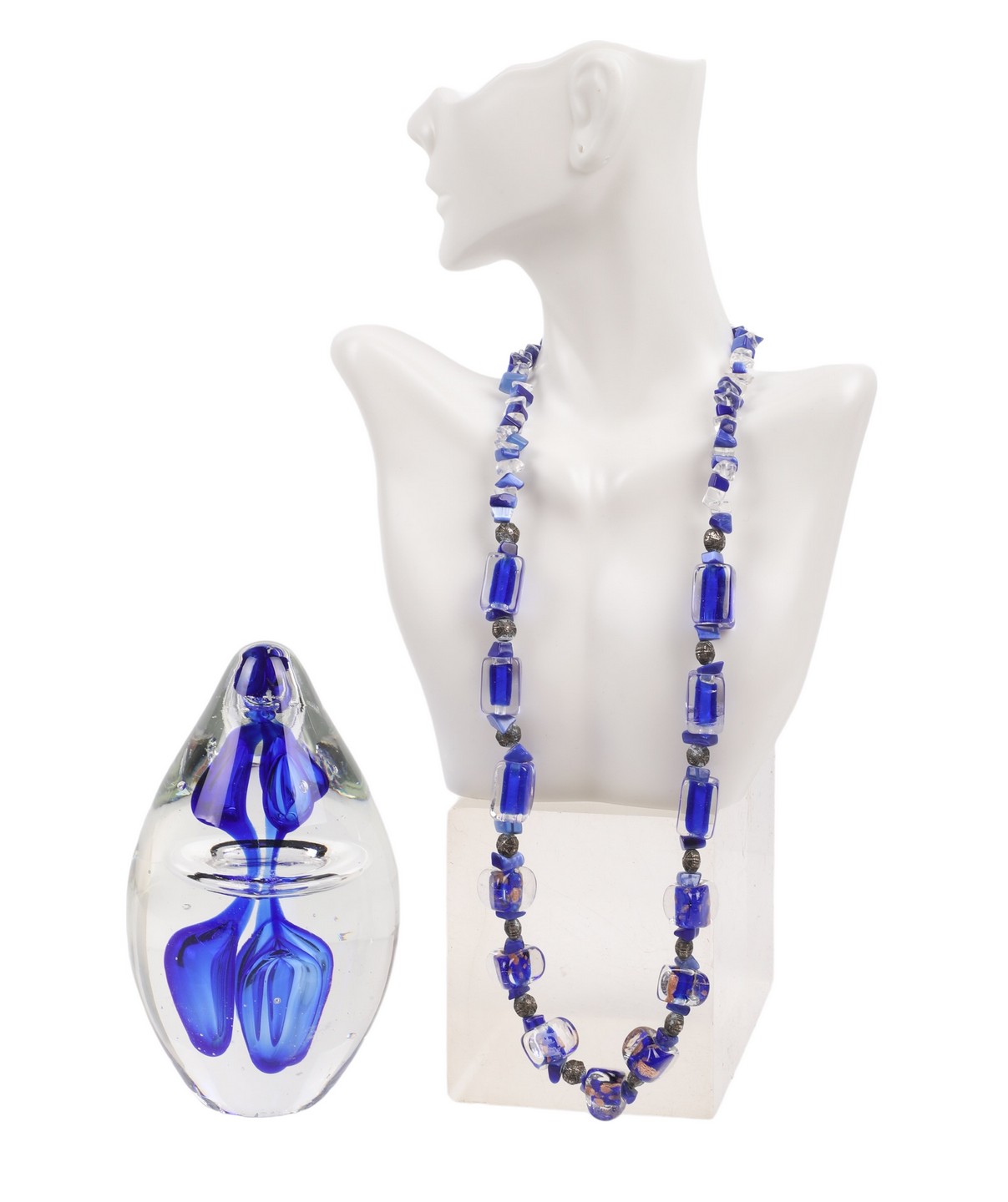 Appraisal: Murano glass necklace and weight to include Murano art glass