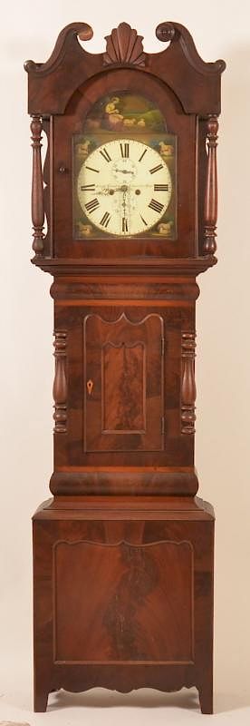 Appraisal: English Federal Mahogany Tall Case Clock English Federal Mahogany Tall