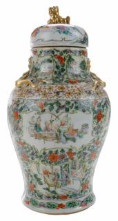 Appraisal: Chinese Famille Verte Covered Jar th century porcelain baluster form