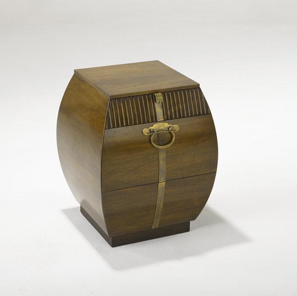 Appraisal: JOHN WIDDICOMB Two-drawer bombe nightstand x x