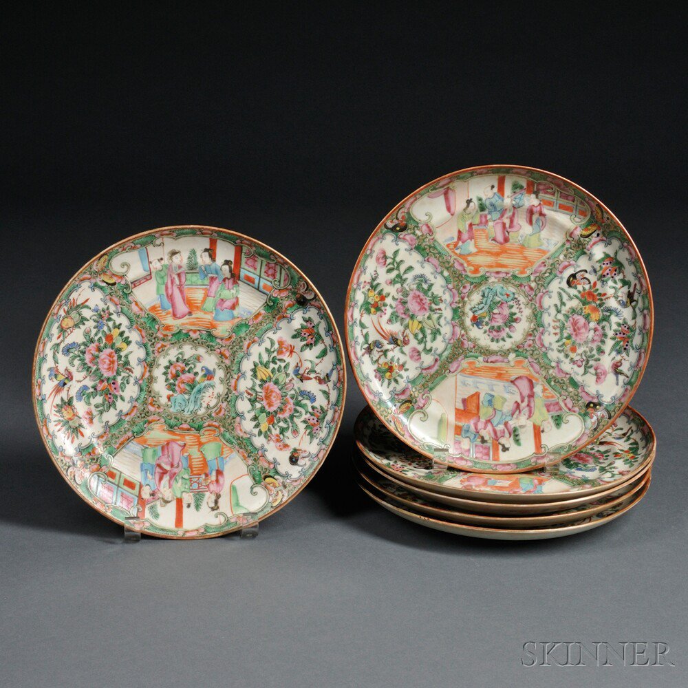 Appraisal: Six Rose Medallion Plates China th th century decorated with