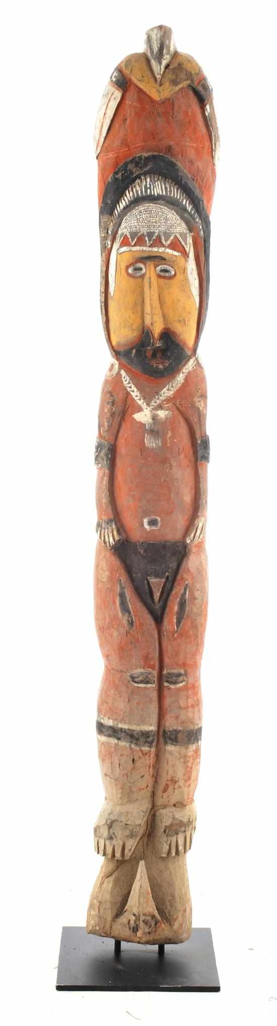 Appraisal: ABELAM FIGURATIVE HOUSE POST ANCESTOR FIGURE with remnant bright ochres