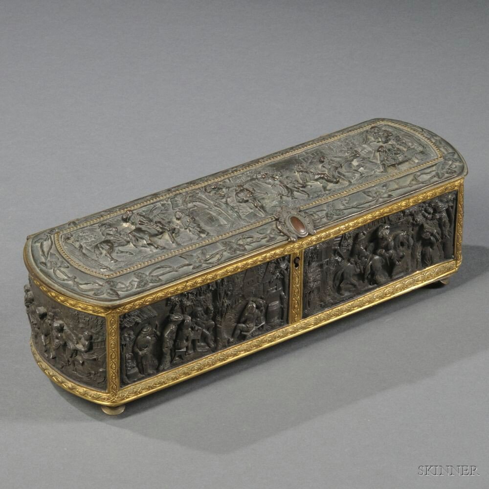 Appraisal: Gilt and Patinated Bronze Jewelry Box France late th century