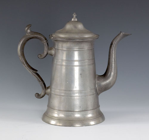 Appraisal: Belfast Maine pewter coffee pot ca bearing the touch of