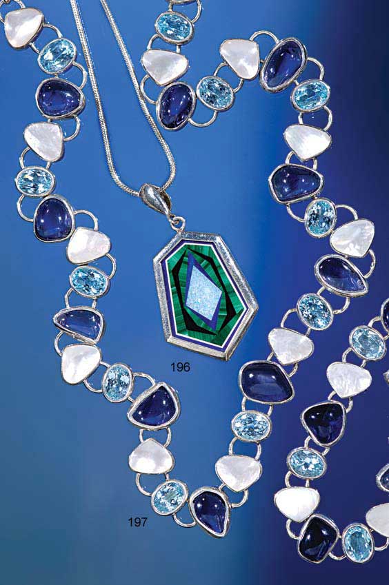 Appraisal: BLUE TOPAZ MOTHER-OF-PEARL IOLITE SUITE Worldwide Blue Topaz Mother-of-Pearl and