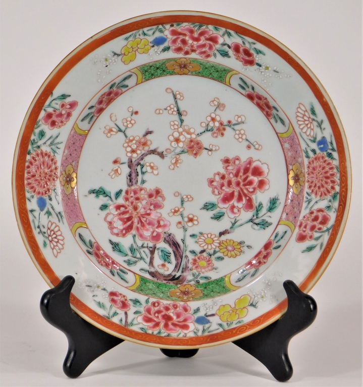 Appraisal: CHINESE EXPORT FAMILLE ROSE CHERRY BLOSSOM PLATE China th CenturyDecorated