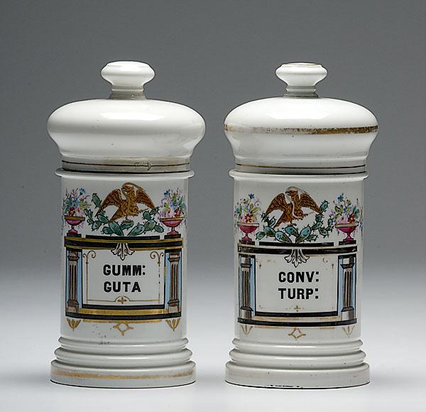 Appraisal: PAIR OF DECORATIVE APOTHECARY JARS pair of Paris Porcelain lidded