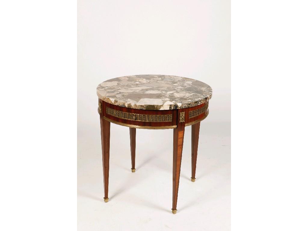 Appraisal: A TH CENTURY FRENCH TABLE DE BOUILLOTE the circular brescia