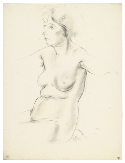 Appraisal: GEORGE GROSZ Female Nude Charcoal on paper x mm x