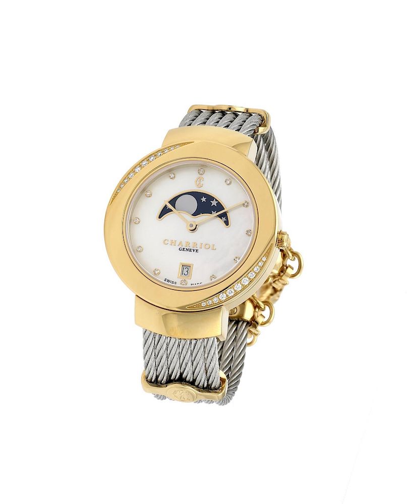 Appraisal: Ladies Charriol Tone St Tropez Moonphase Diamond Watch Ladies Charriol