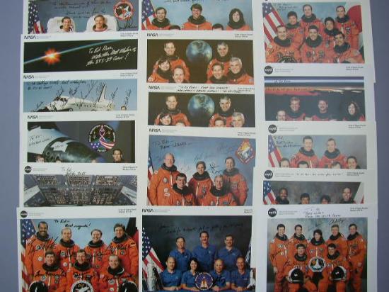 Appraisal: Shuttle Crews Signed Fifteen complete crew signed color lithographs for