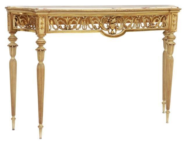 Appraisal: Italian Louis XVI style parcel gilt and painted console table