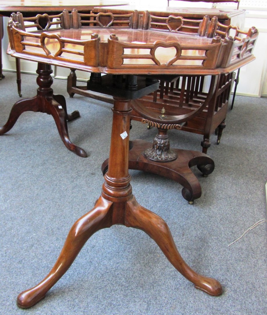 Appraisal: A made up George III mahogany tripod table with pierced