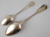 Appraisal: Silver A Georgian fiddle tablespoon Richard Crossley London and a