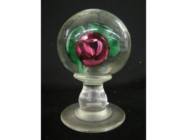 Appraisal: Early Art Glass Paperweight pedestal base flower in center tall