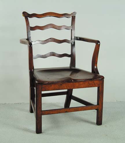 Appraisal: INTERESTING RIBBON BACK CHIPPENDALE ARMCHAIR Unusual feature of a plank