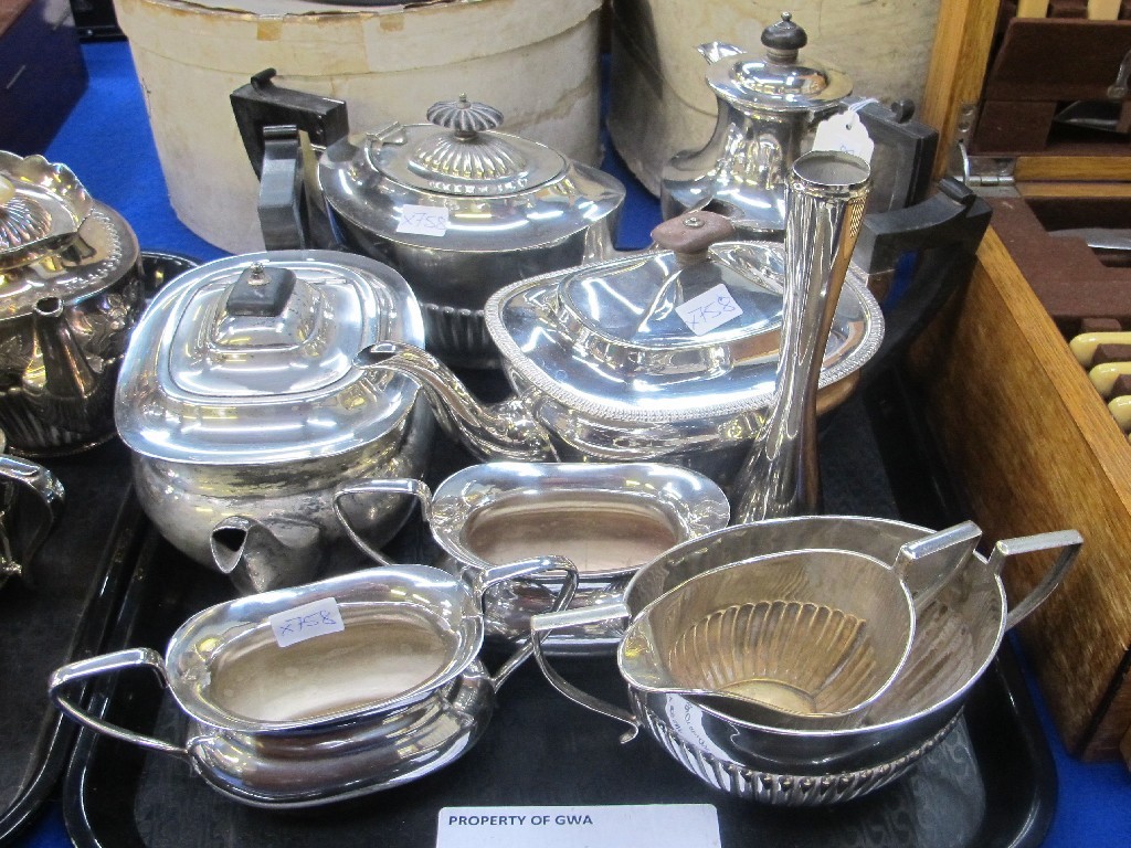 Appraisal: A tray lot of EP - tea services vase etc