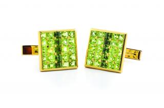 Appraisal: A Pair of s Peridot Checkerboard Cufflinks by Cartier Flip