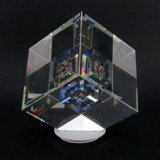 Appraisal: Jon Kuhn American B Glass Cube Sculpture Crimson Night Jon