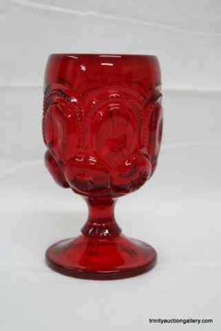 Appraisal: Vintage Moon Stars Ruby Red Glass Water GobletFrom the estate