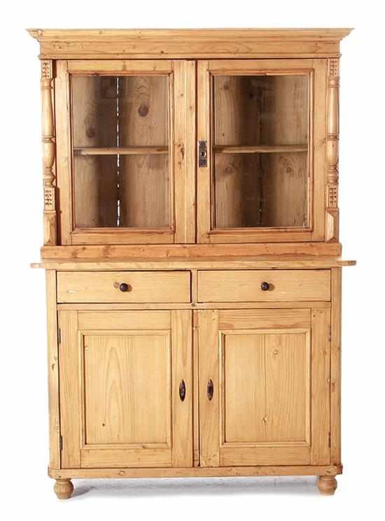 Appraisal: English pine cupboard late th century rectangular case with double