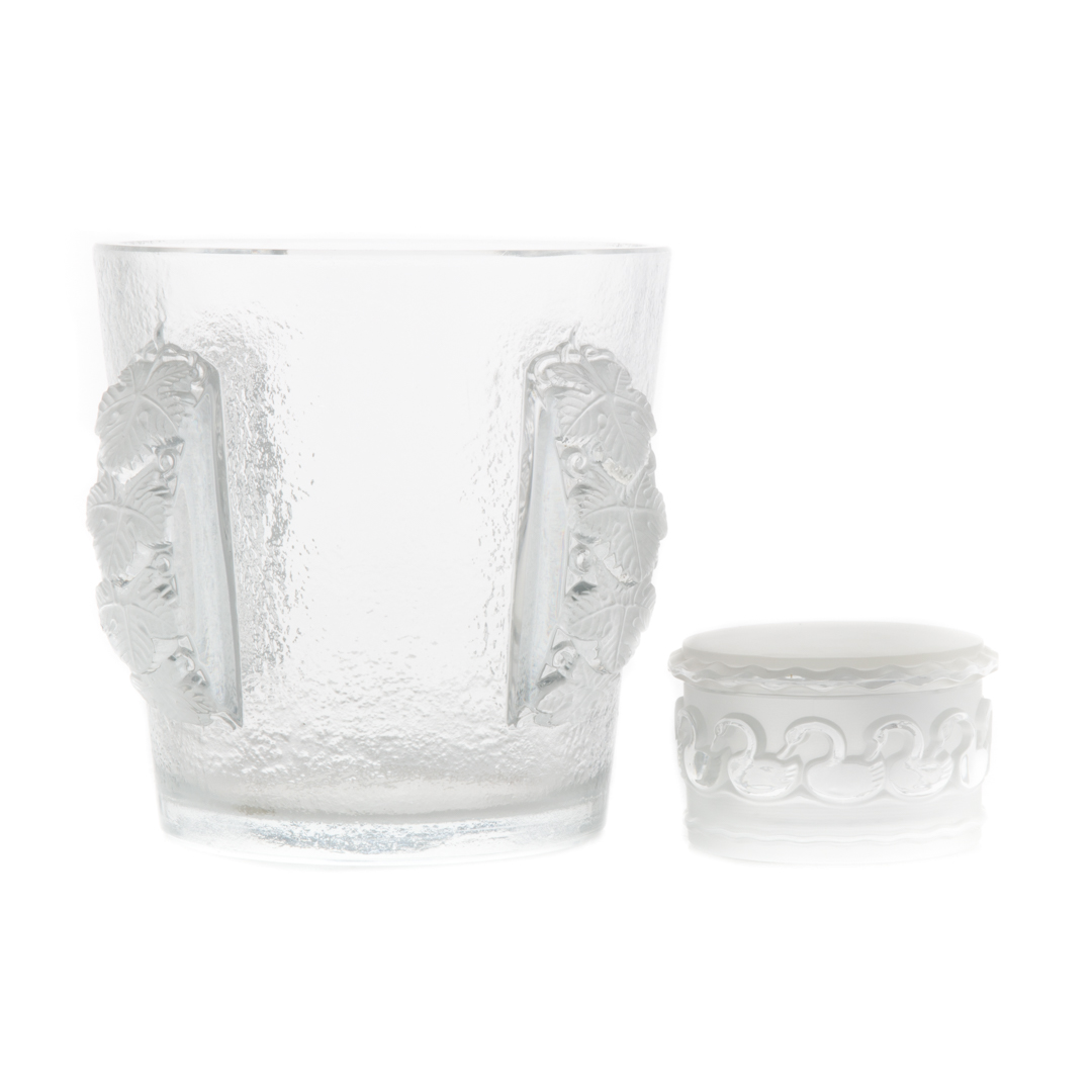 Appraisal: Lalique crystal champagne bucket and powder box champagne bucket with