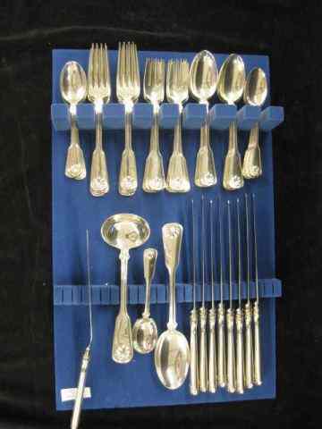 Appraisal: pc Tiffany ''Shell Thread'' Sterling Flatware service for with servers