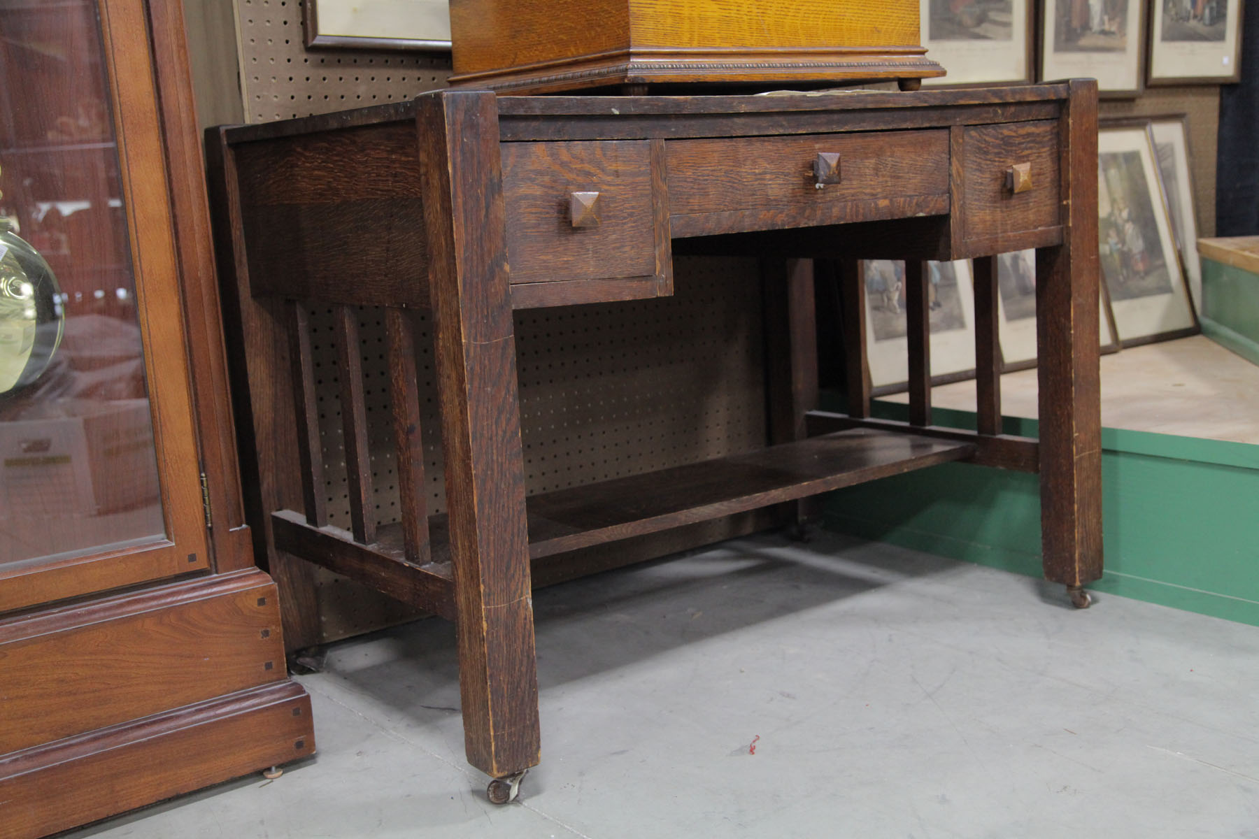 Appraisal: ARTS CRAFTS DESK American early th century Dark stained oak