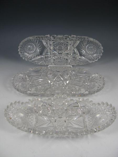 Appraisal: Three Cut Glass Celery Dishes All with some flaking and