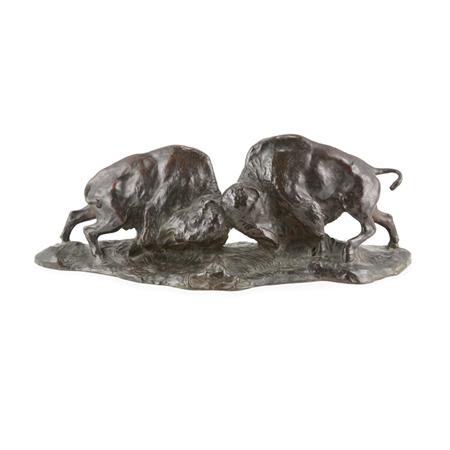 Appraisal: Bronze Group of Two Buffalo Estimate -