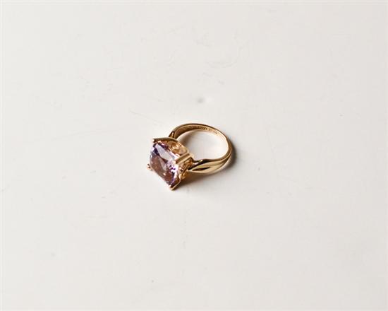 Appraisal: k Ring with Square Cushion Shaped Amethyst prong-set in an