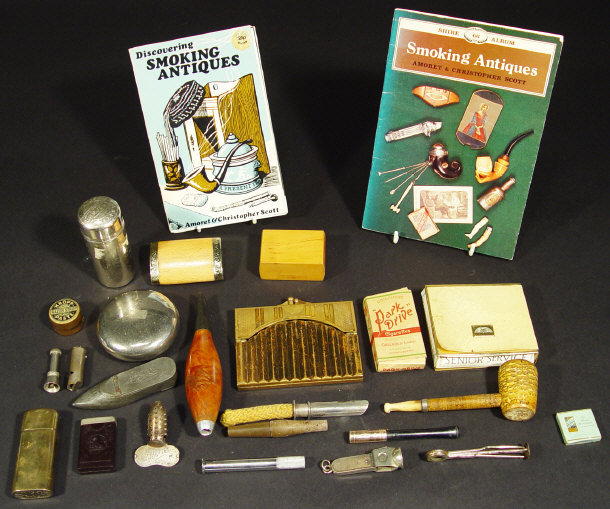 Appraisal: Collection of smoking related items including pipes tobacco jars cigar