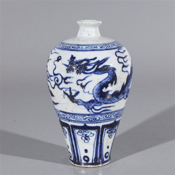 Appraisal: Chinese blue and white Meiping porcelain dragon vase overall good