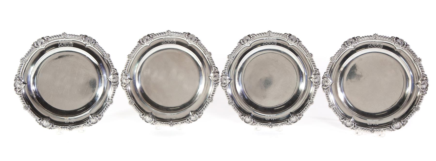 Appraisal: FOUR ENGLISH SILVER PLATES London hallmarks maker's mark for Paul