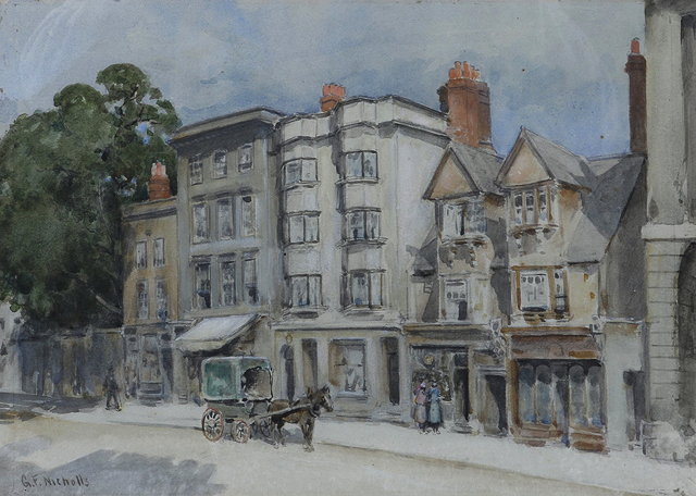 Appraisal: GEORGE F NICHOLLS - The High Street Oxford signed watercolour