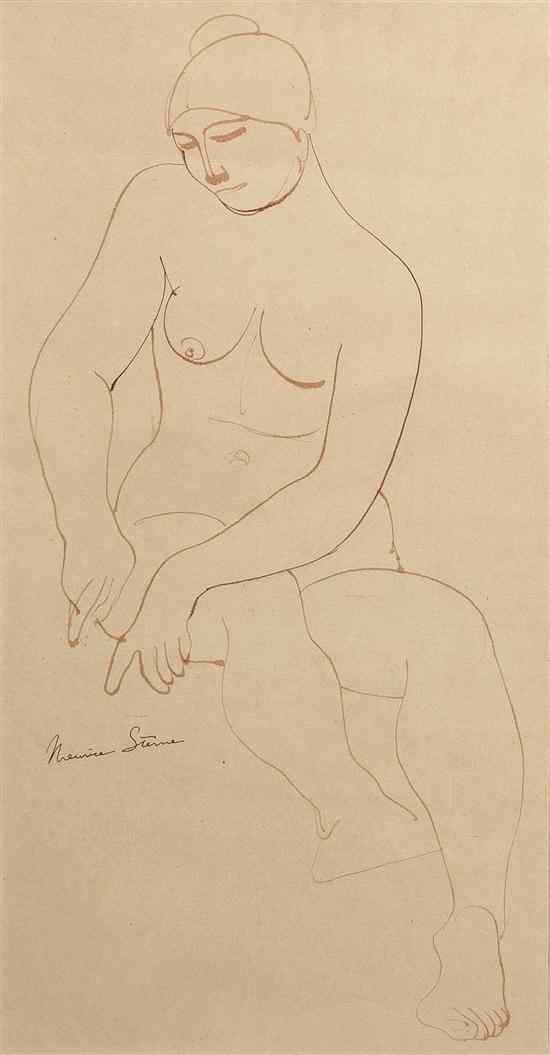 Appraisal: Maurice Sterne American - Nude ink on paper signed Maurice