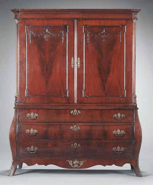 Appraisal: A Dutch Neo-Classical Carved Mahogany and Bronze-Mounted Linen Press late