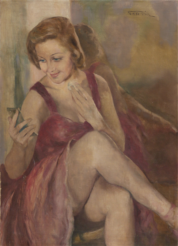 Appraisal: FRIED Pal Hungarian - Ballerina Adjusting Her Makeup Oil Canvas