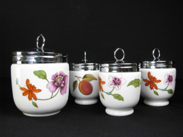 Appraisal: Four Porcelain Royal Worcester Egg Coddlers mixed patterns made in