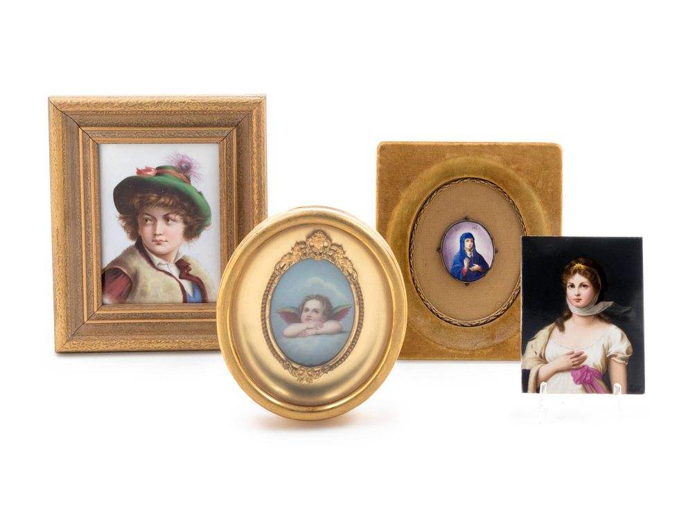 Appraisal: Four German Painted Porcelain Plaques Four German Painted Porcelain Plaques